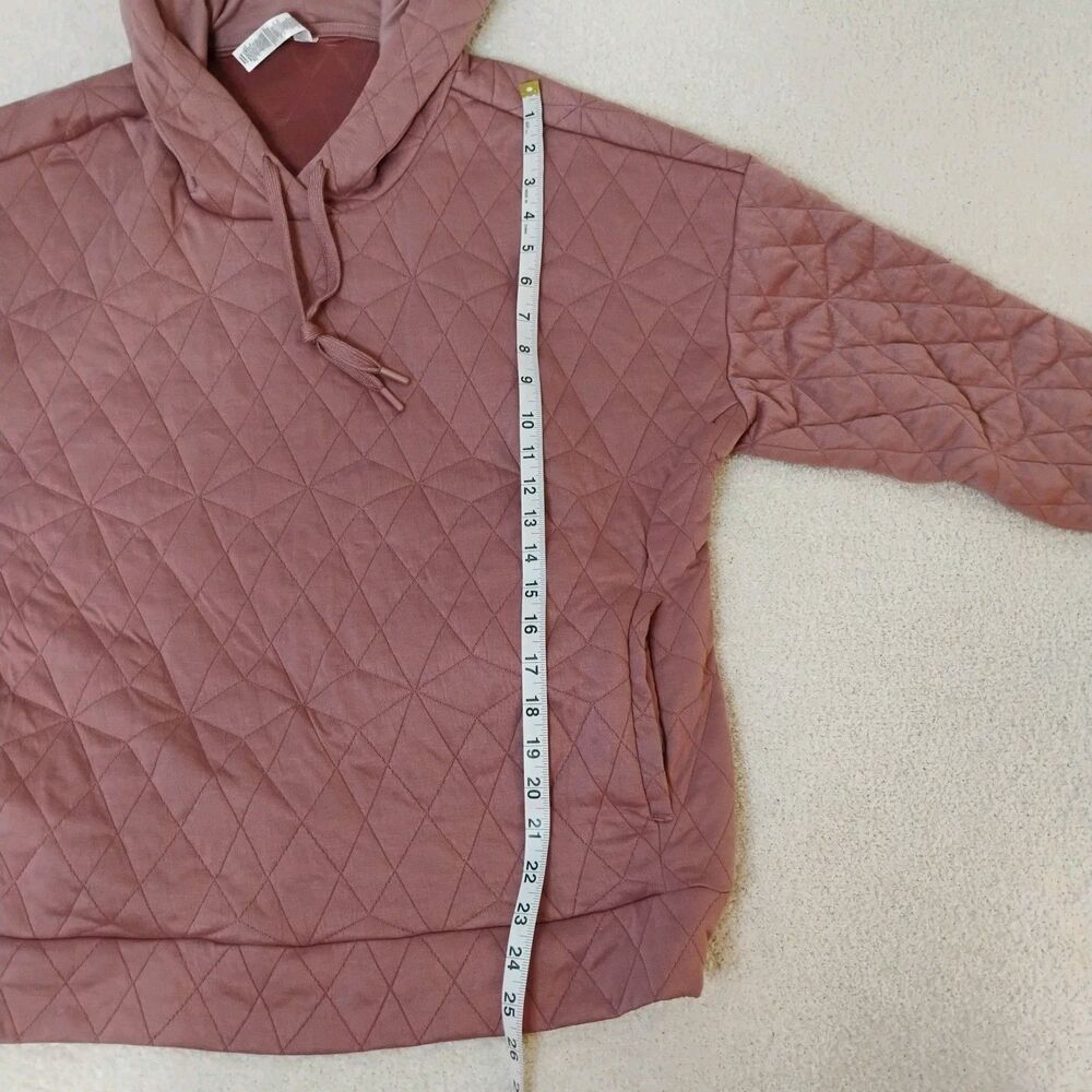 Mauve Pink Quilted Pullover Drawing Minimalist Geometric Hoodie Size  Xl - Picture 7 of 8